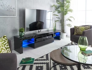 TV Stand Cabinet, 78" TV Console  with Lights, Sound Bar Shelf, Fits 65-90" TVs - Picture 1 of 12