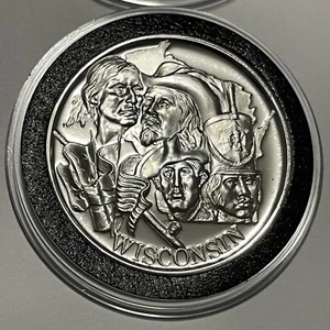Moneda redonda vintage de plata esterlina bicentenario de Wisconsin Madison State Capital - Imagen 1 de 16