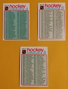 3 LOT 1975-76 TOPPS CHECKLIST #99, 171, 267 UNMARKED NM+++ DRYDEN CLARKE MIKITA - Picture 1 of 8
