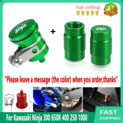 Brake Clutch Reservoir Fluid Cup Wheel Tire Valve Cover For Kawasaki Ninja650 Foto 1 de 4
