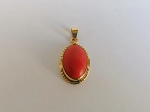 Anhänger 750 Gelbgold mit Koralle - Bild 1 von 8
