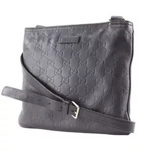 Gucci GG 201538 Zip Shoulder Bag Sima Leather Brown Women Authentic - Picture 1 of 10