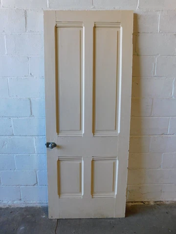 1800's Antique INTERIOR DOOR Four Raised Panels VICTORIAN Style Butternut ORNATE Cover