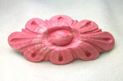 HAIR CLIP ACCESORY BARRETTE FAUX PINK CORAL FLOWER  - Image 1 of 3