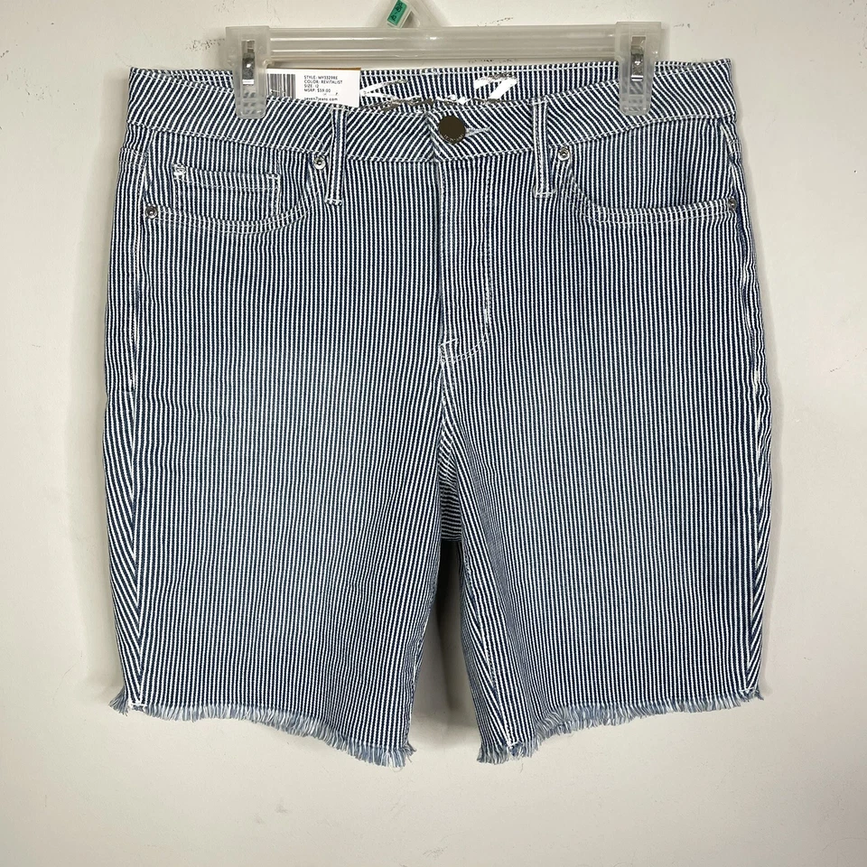 Seven7 Women's 9" Inseam Sunset Bermuda Distressed Shorts Frayed Hem Size 12