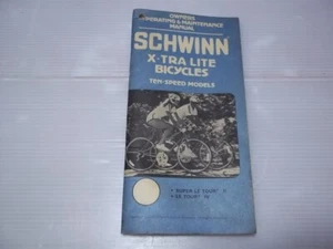 Collectible Vintage Schwinn Manual X-Tra Lite Bicycles 10 Speed Le Tour IV-Super - Picture 1 of 5