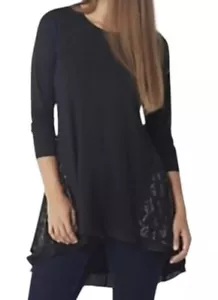 NEW LOGO Lori Goldstein Tunic Top Plus Size 3X Black Burnout Velvet Long Sleeve - Picture 1 of 14