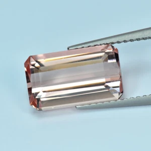 4.00Ct Emerald Cut_Awesome Quality Unheated Peach Pink Morganite Gemstone - Picture 1 of 1