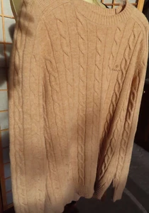 Schöner Pullover 100 % Wolle quiet luxury stylisches Zopfmuster Camel Größe M - Bild 1 von 14