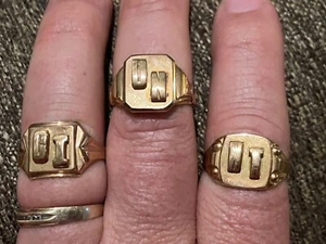 3 Antique Salesman Sample 10K Gold Interchangeable Initial Rings PAT FEB 1926 - Picture 1 of 19