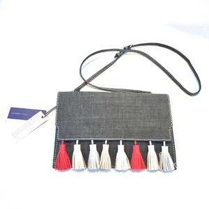 NEW Rebecca Minkoff Sofia Dark Denim Multi Tassel Cross Body Clutch Purse - Picture 1 of 8
