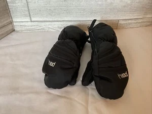Head Winter Gloves Mittens Sz Xs Childs Black Zippered Snow Mittens - Picture 1 of 4