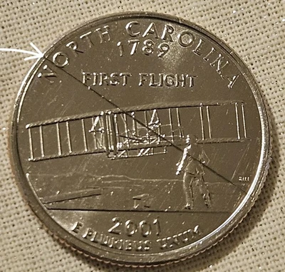 2001-D North Carolina State Quarter With Die Crack Error From Rim To Rim - Image 1 of 4