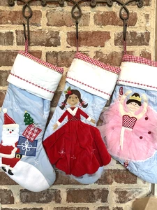 Konvolut 3 Pottery Barn Kinder blaue gesteppte Weihnachtsstrümpfe, ohne Monogramm - Bild 1 von 4