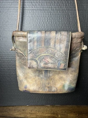 Bolso de Hombro Jane Yoo Painter Usable Arte Pintado a Mano Cuero Firmado 10x10  Foto 1 de 4