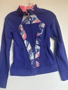 Ivivva Lululemon Athletica Purple Multicolor Scuba Jacket Girls 12 Tennis Golf - Picture 1 of 7