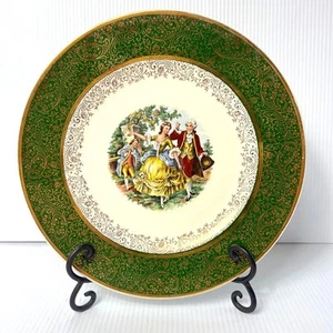 Royal China Inc. Garantiert 22K Gold Godey Speiseteller Kolonialszene 11 Zoll - Bild 1 von 9