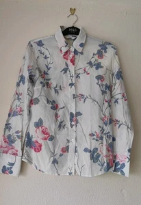 Camicia blusa aderente floreale bianca Fab Next manica lunga bottoni tg S 8  - Foto 1 di 4