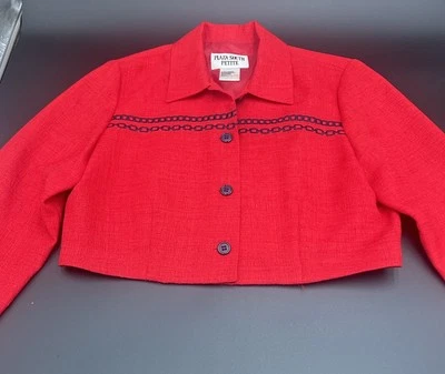 Blazer/chaqueta Plaza South Petite roja recortada 6 Petite Foto 1 de 4