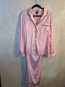 I.n.c. Women's 2-Pc Piped-Trim Satin Pajamas Set, - Apple Blossom Large - Picture 1 of 6