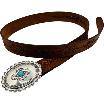 Cinturón Justin Native Heart para mujer talla 36 cuero marrón hecho a mano Foto 1 de 4