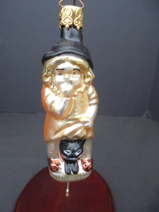 Inge Glas Germany WITCH & BLACK CAT Ornament 3 1/2 Inch - Picture 1 of 5