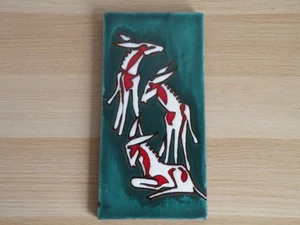 KERAMIK WANDPLATTE Wandkachel Esel 50/60er Jahre signiert Pinselmarke - Bild 1 von 13