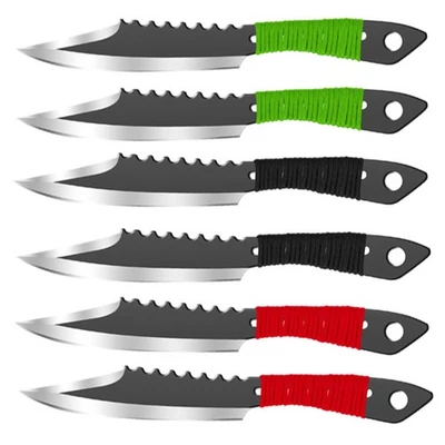 Shark Bite Throwing Knife Set - 6 PC Drop Point Stainless Steel w/ Sheath - Image 1 of 4