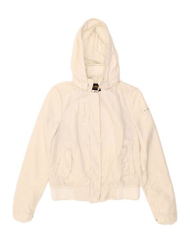 OFF WHITE WOOLRICH Giacca Bomber Donna con Cappuccio UK 10 Small Off White CK42