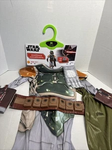 Star Wars Boba Fett Costume Boys Medium 8-10 Jumpsuit Gloves Belt Cape ONLY New - Imagen 1 de 11