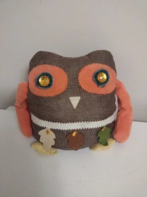 Fall Colored Beanbag Owl Decorative Throw Pillow Folk Art Whimsical  - Image 1 of 4