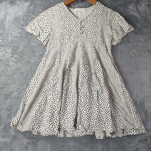 Zara Girls Polka Dot Babydoll Dress Size 9 Short Sleeve Black White Cottagecore - Picture 1 of 11