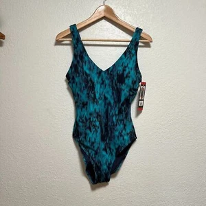 NWT TYR One Piece Swimsuit Green Removable Cups Size M - Picture 1 of 6