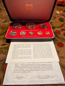 1978 Papua New Guinea Silver Proof Set with COA and original box - BU - Picture 1 of 9