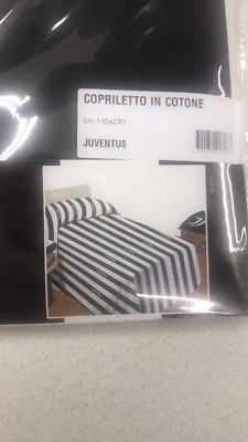 COPRILETTO SINGOLO FC JUVENTUS UFFICIALI  IN COTONE PER LETTO SINGOLO LOGO NUOVO - Immagine 1 di 2
