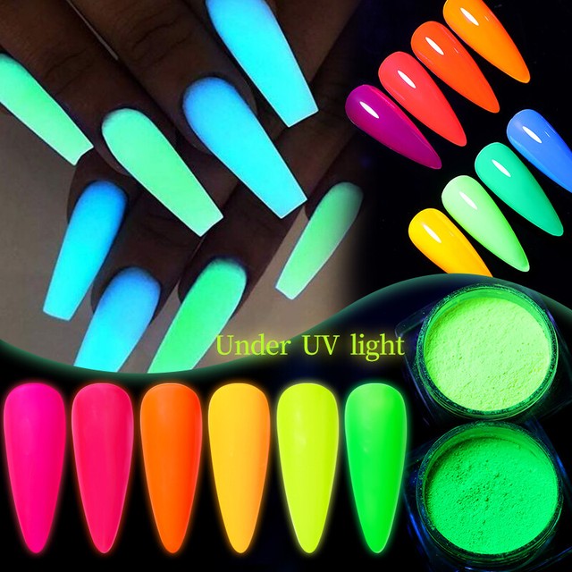 Neon Pigment Powder Fluorescent Nail Glitter Ombre Chrome Dust for Gel  Polish