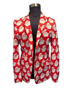 Santa Blazer Christmas Holiday Party Festive Novelty Jacket - Picture 1 of 10