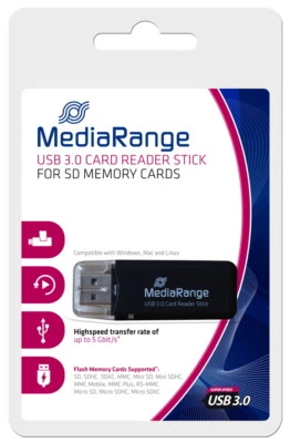 Mediarange Card Reader Stick Card SD / SDHC / SDXC schwarz USB 3.0 - Bild 1 von 2