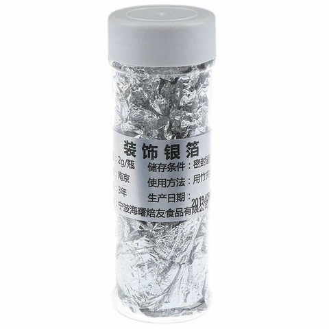 Edible Grade Genuine Pure Silver Leaf Schabin Flakes Art Cake Decorating Tools Cover