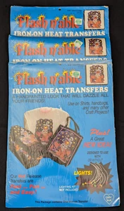 Vintage Halloween Iron on Transfers LOT 3 "Flash n-able" Skeleton Pumpkins Cat - Picture 1 of 6