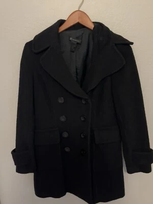 INC International Concepts Women Double Breasted Button Up Coat Black S - Image 1 of 2