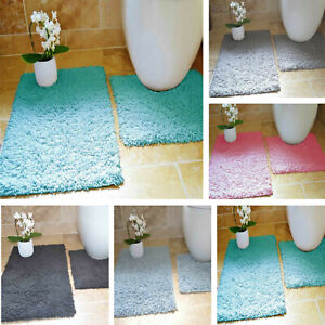 100% Cotton 2 Piece Bath Mat & Pedestal Mat Set Tumble Twist  Bathroom Toilet