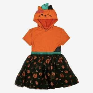 Girls’ Squishmallows Halloween Pumpkin Cam The Cat Dress Black/Orange NWT - Picture 1 of 6