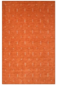 Eco-Friendly Hand Knotted Loom Wool Area Rug Contemporary Orange White BBL00501 - Picture 1 of 99
