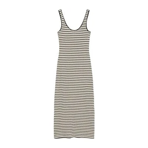 Vestido ajustado a rayas de Mango beige negro - Imagen 1 de 4