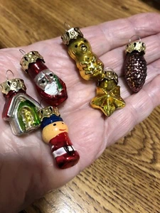 Vintage Glass Tiny Ornaments NEW in Box, Set Of Six!! - Picture 1 of 7