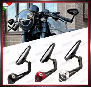 SPECCHIETTI RETROVISORI MANUBRIO COPPIA PER MOTO SCOOTER BAR END CAFE RACER - Picture 1 of 24