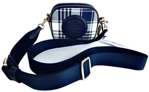 Coach Mini Dempsey Camera Bag Garden Plaid Print And Coach Patch Midnight-BNWT - Picture 1 of 12
