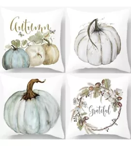 18x18 Set of 4 Fall Pillow Covers Home Decor, Fall Pumpkin Throw Pillow Covers - Picture 1 of 5