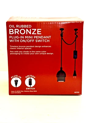 Nuevo en caja Mini colgante Westinghouse Swag de bronce engrasado frotado con interruptor de enchufe e encendido/apagado Foto 1 de 3